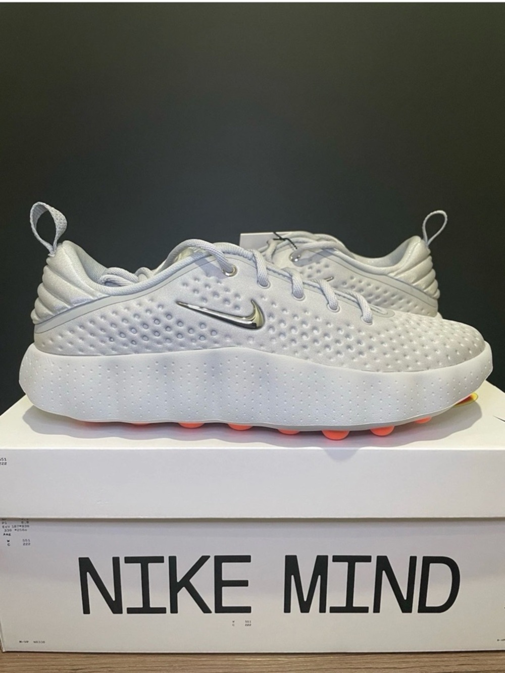 Nike Kids White and Silver Sneakers with Coral Accents